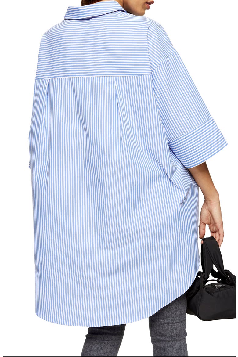 Stripe Oversize Poplin Shirt, Alternate, color, BLUE