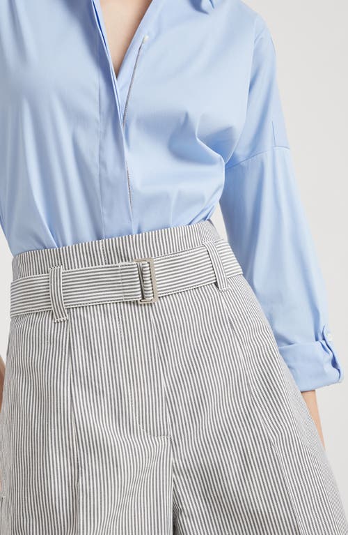 Brunello Cucinelli Formal Bermuda Shorts With Monili In Blue