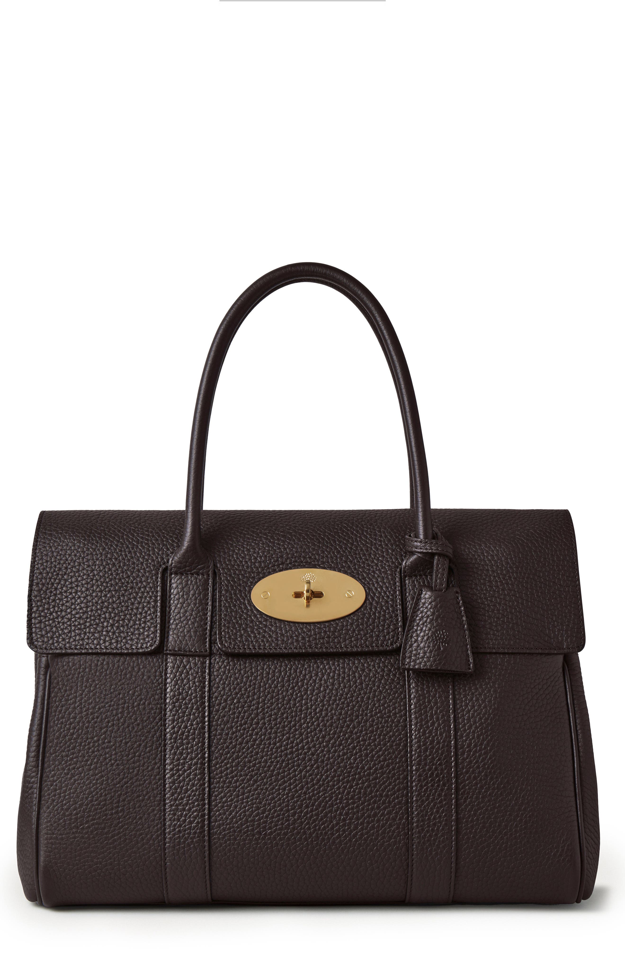 Mulberry Bayswater Leather Satchel, Main, color, Ebony