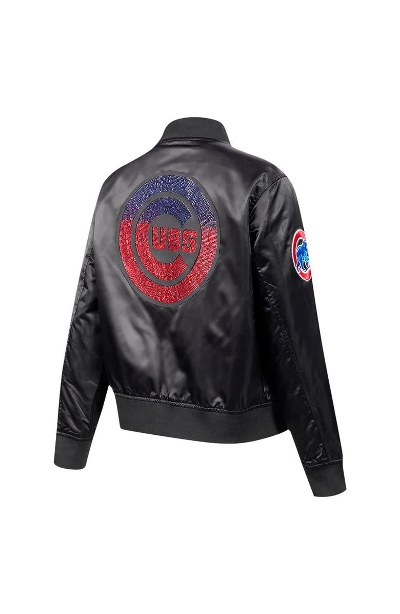 PRO STANDARD Women's Pro Standard Black Chicago Cubs Rhinestone Satin Full-Snap Jacket, Alternate, color, Black