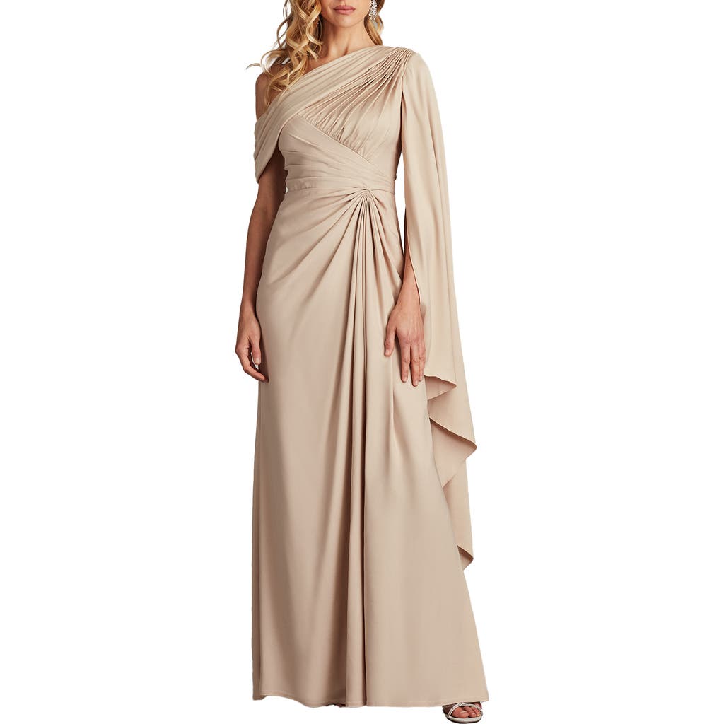 Tadashi Shoji Ember One-Shoulder Draped Gown in Champagne  product