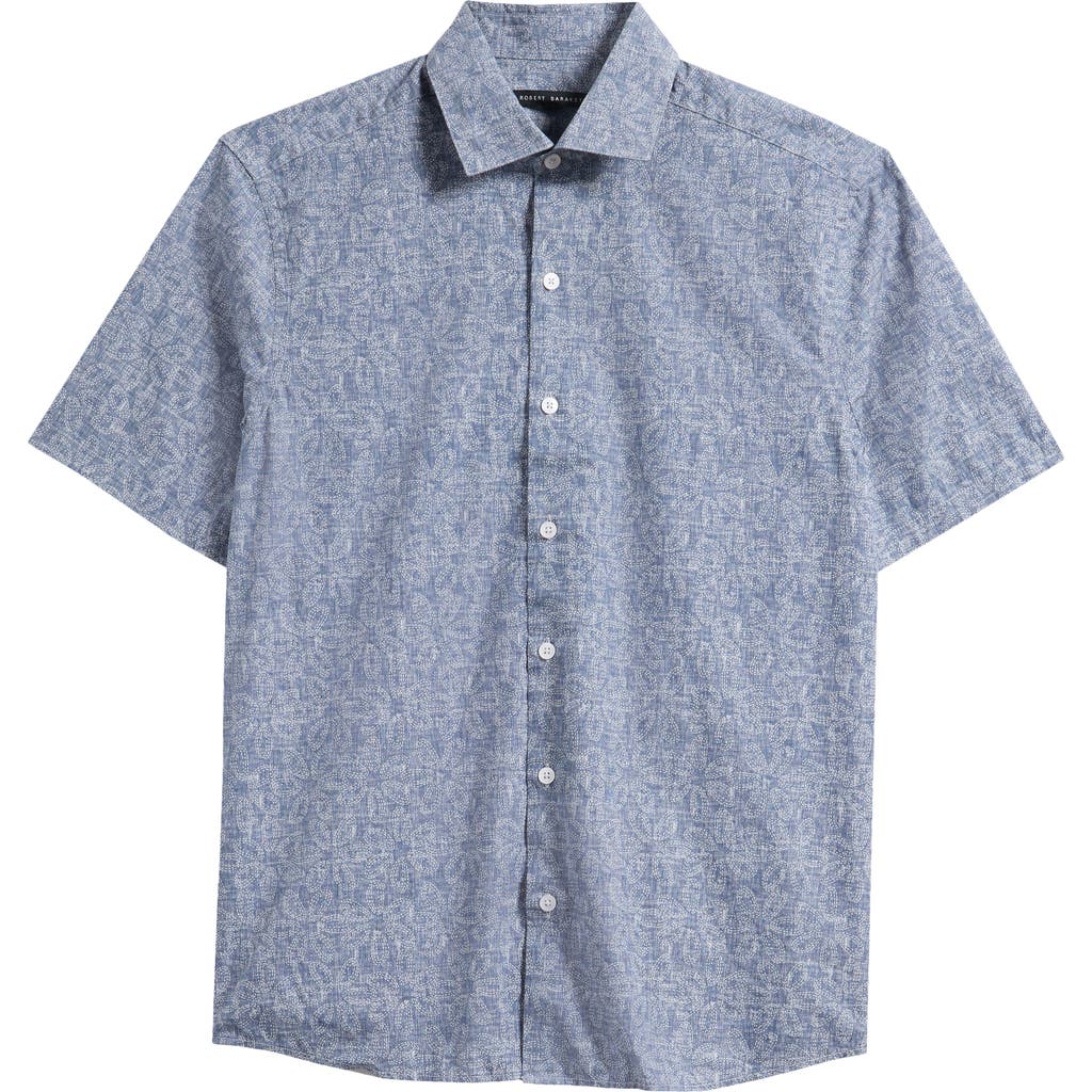 Robert Barakett Roland Short Sleeve Button-up Shirt In Blue