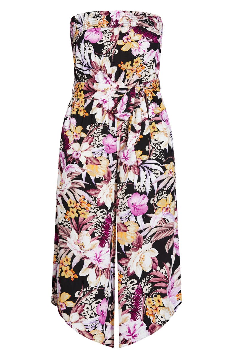 City Chic Mahe Strapless Tie Waist Jumpsuit, Alternate, color, 