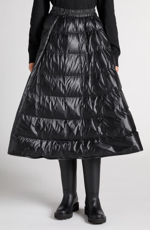 Quilted Recycled Nylon Midi Skirt