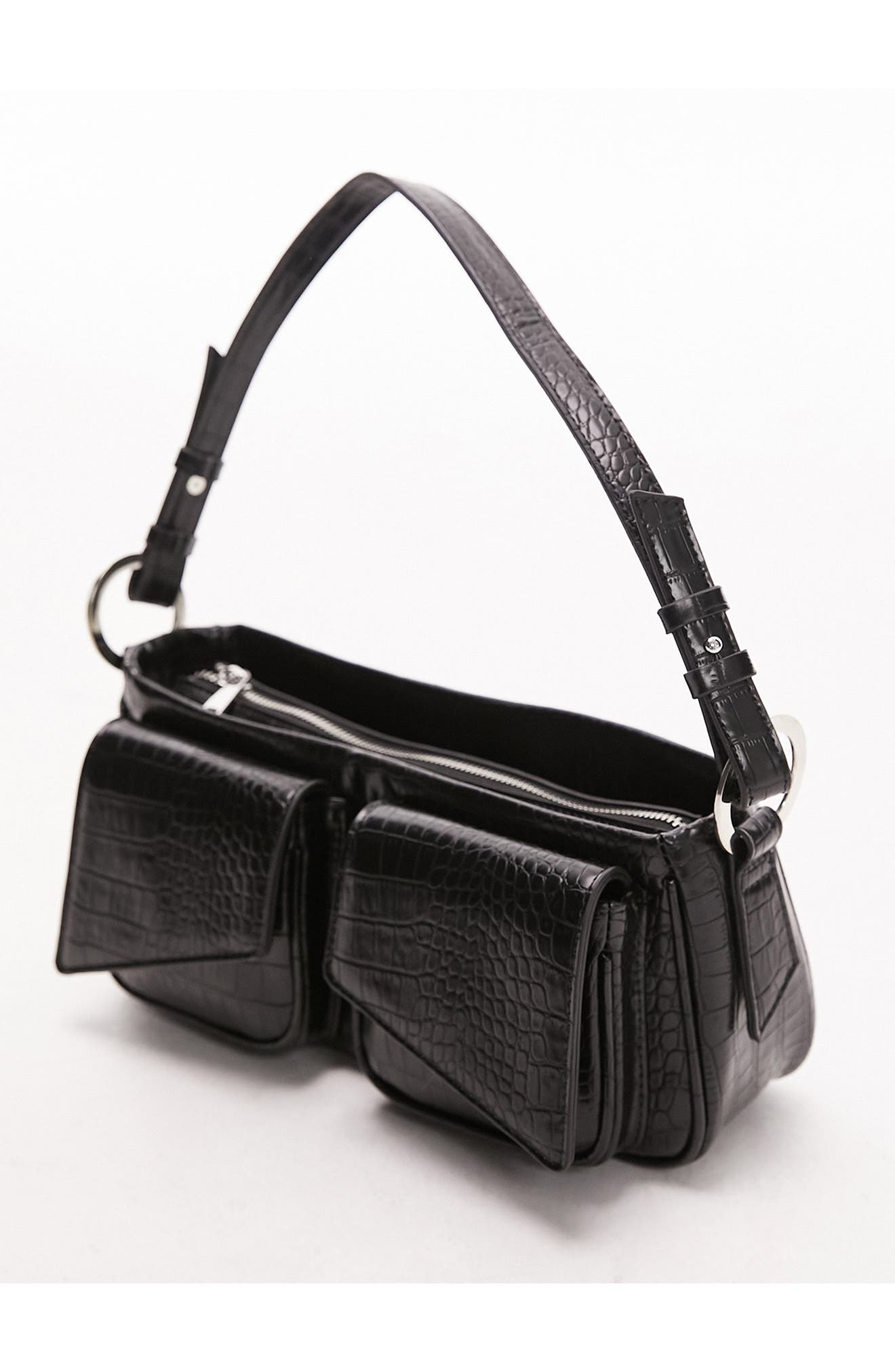 Topshop Double Pocket Shoulder Bag, Main, color, 