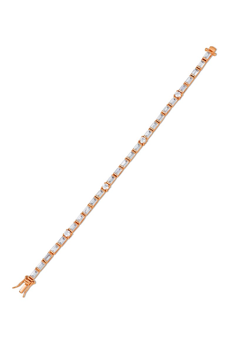 Baguette & Round Cubic Zirconia Tennis Bracelet, Alternate, color, CLEAR-ROSE GOLD