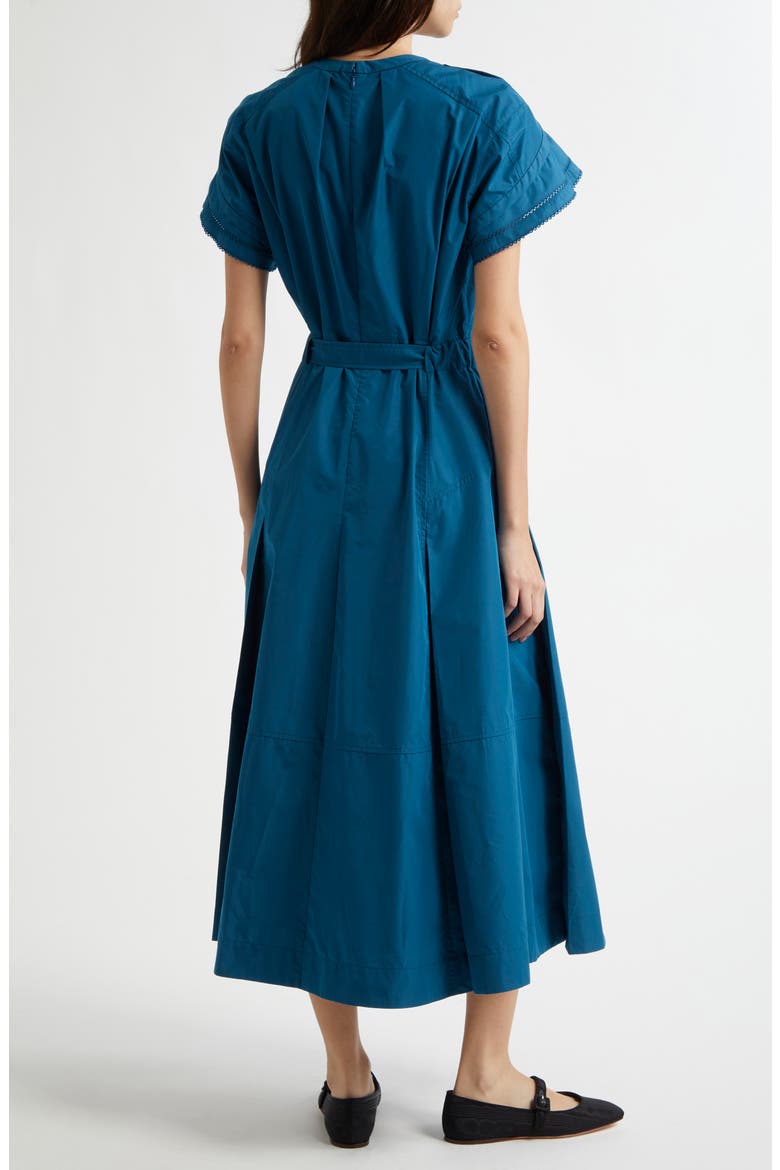 Cascade Petal Sleeve Belted Poplin Shirtdress, Alternate, color, MARINE