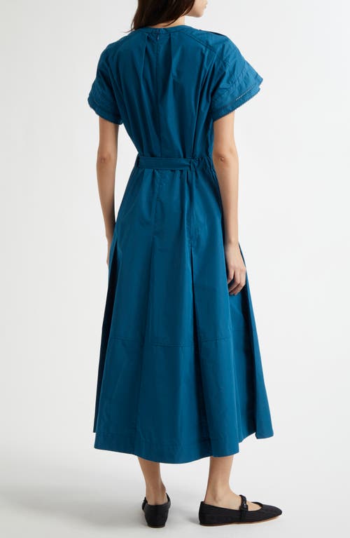 3.1 Phillip Lim Cascade Petal Sleeve Belted Poplin Shirtdress In Marine