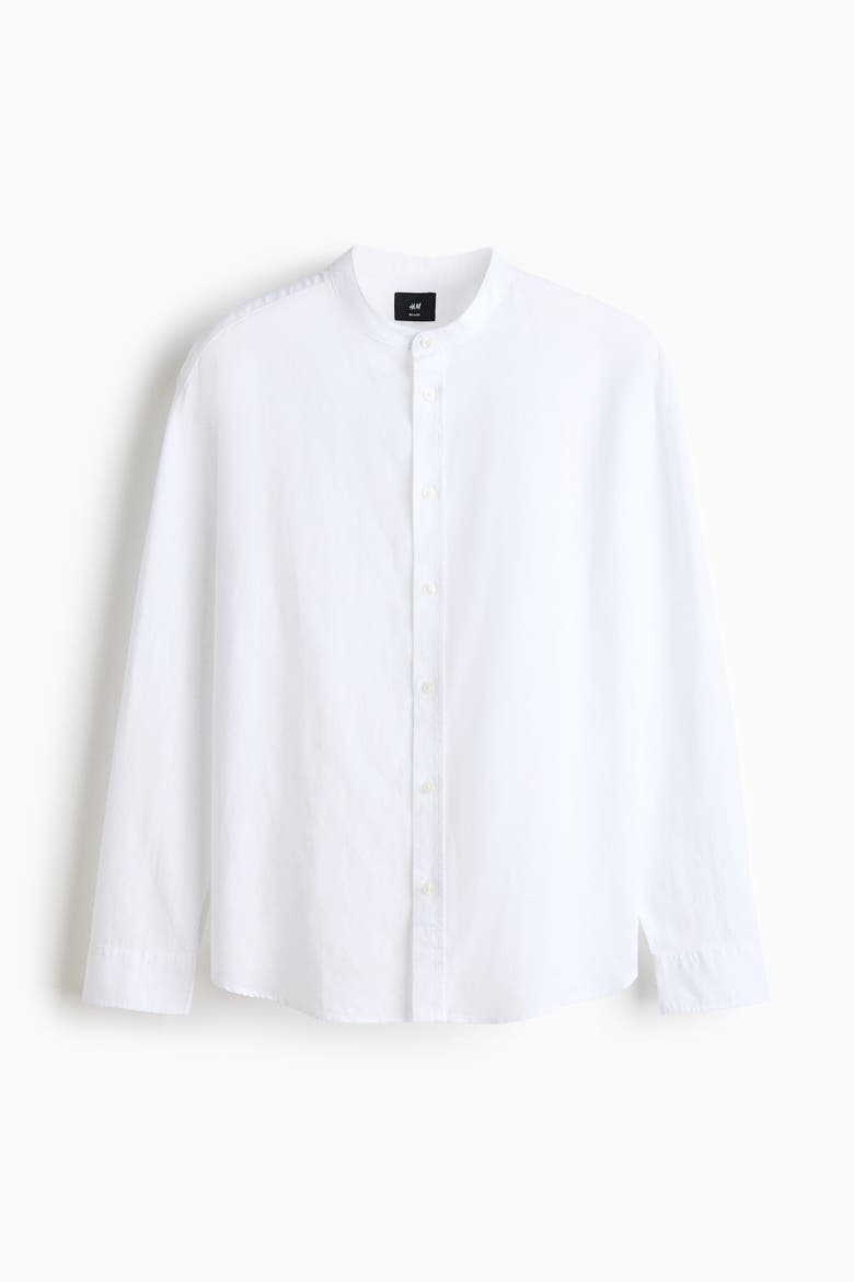 Relaxed Fit Linen-blend Shirt, Alternate, color, White