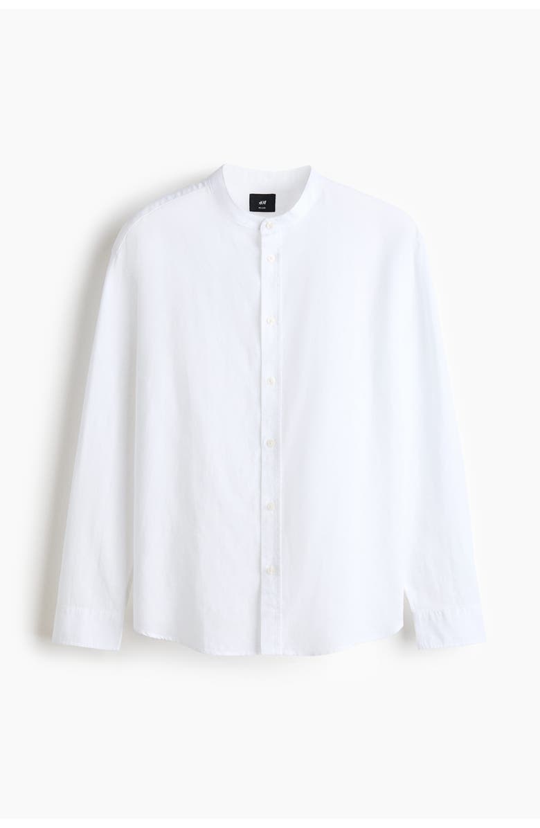 H&M Relaxed-fit linen-blend shirt, Alternate, color, White