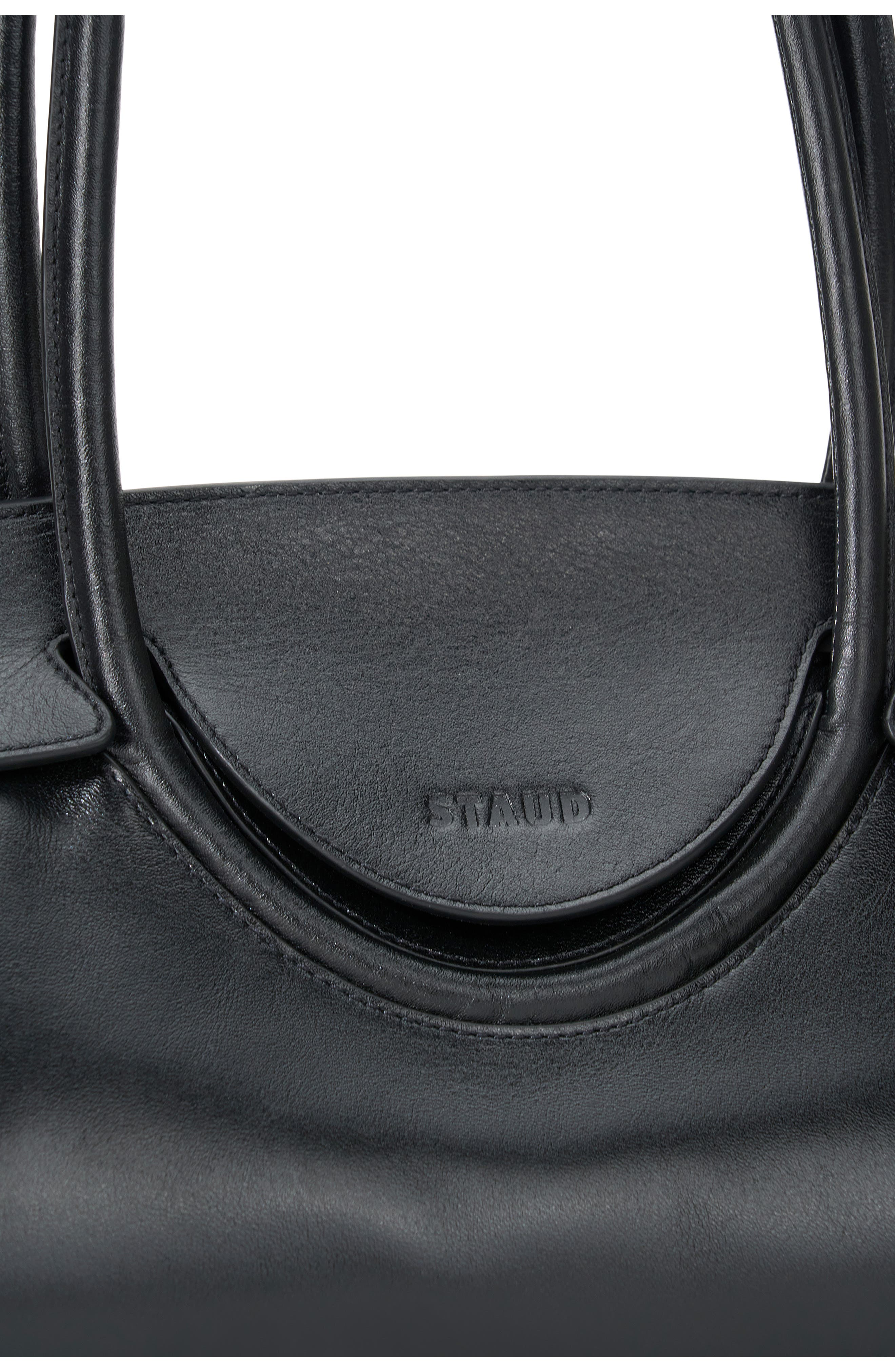 STAUD Maude Leather Shoulder Bag, Alternate, color, Black