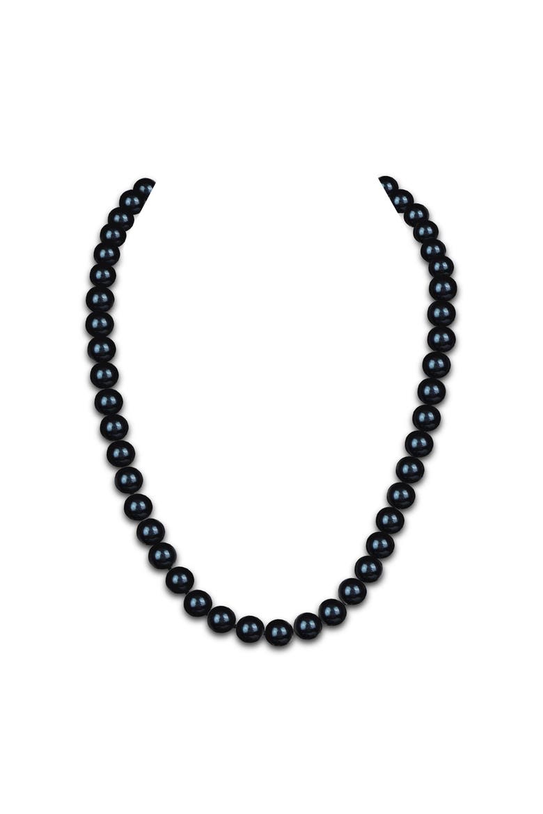 7.5-8.0mm Black Freshwater Pearl Necklace - AAA Quality, Main, color, Sterling Silver Clasp