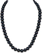 The Pearl Source 7.5-8.0mm Black Freshwater Pearl Necklace - AAA Quality