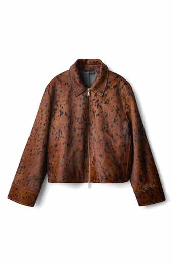 MANGO Animal Print Genuine Calf Hair Jacket