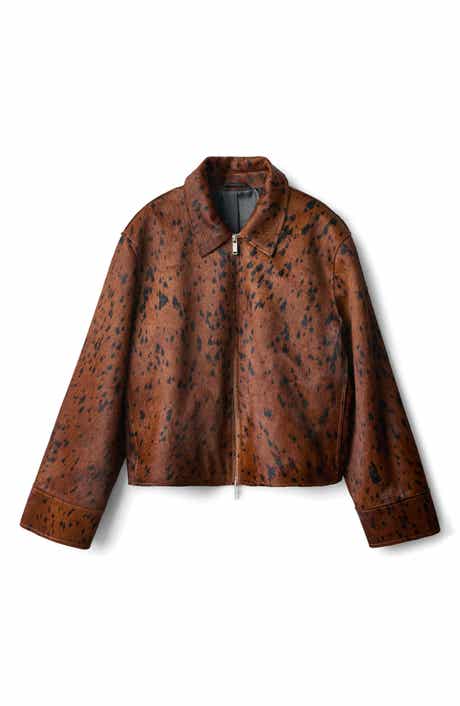 MANGO Animal Print Genuine Calf Hair Jacket