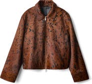 MANGO Animal Print Genuine Calf Hair Jacket