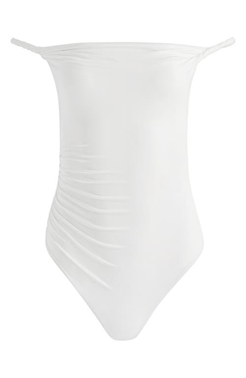 Alice And Olivia Bianca Twist Shoulder Bodysuit In White