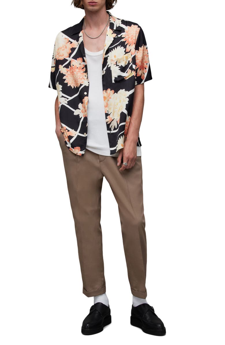 AllSaints Tallis Pleated Cotton & Wool Trousers, Alternate, color, Moorland Brown