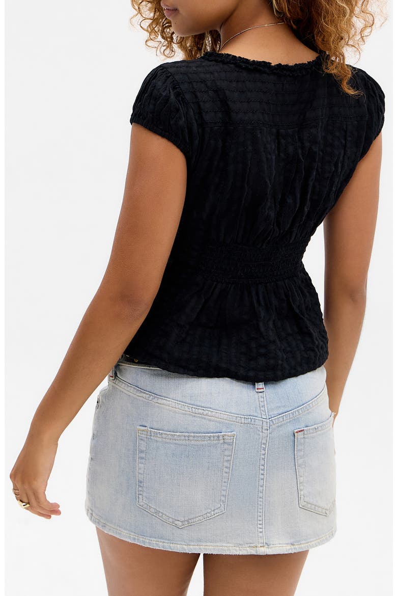 Robyn Ruffle Cotton Lace Top, Alternate, color, BLACK