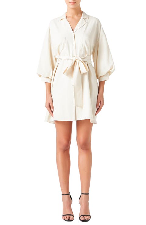 Tie Waist Mini Shirtdress