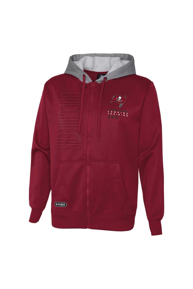 Men's Red Tampa Bay Buccaneers Combine Authentic Field Play Full-Zip Hoodie Sweatshirt, Alternate, color, Red
