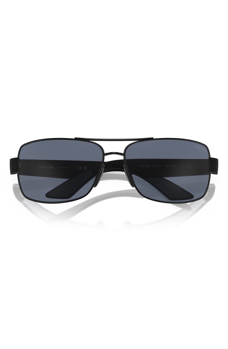 Prada Linea Rossa 65mm Oversized Pillow Sunglasses, Alternate, color, Matte Black