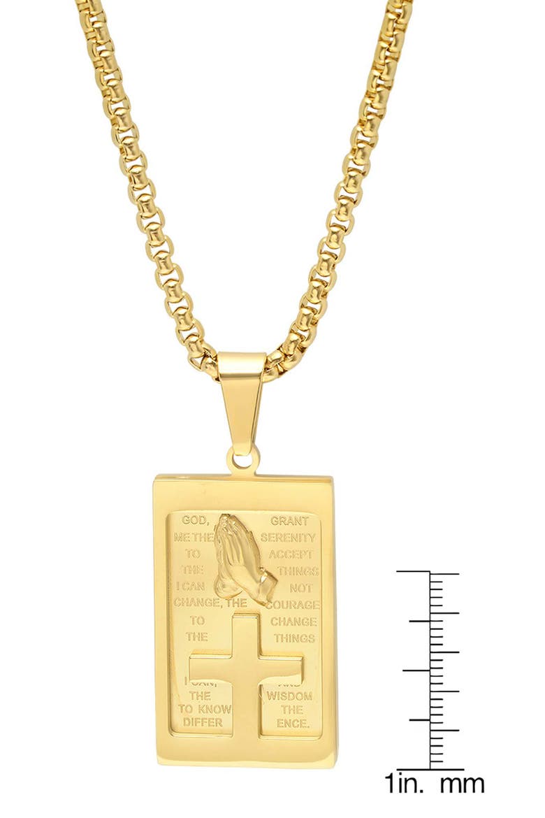 Men's Pray Tag Necklace, Alternate, color, GOLD