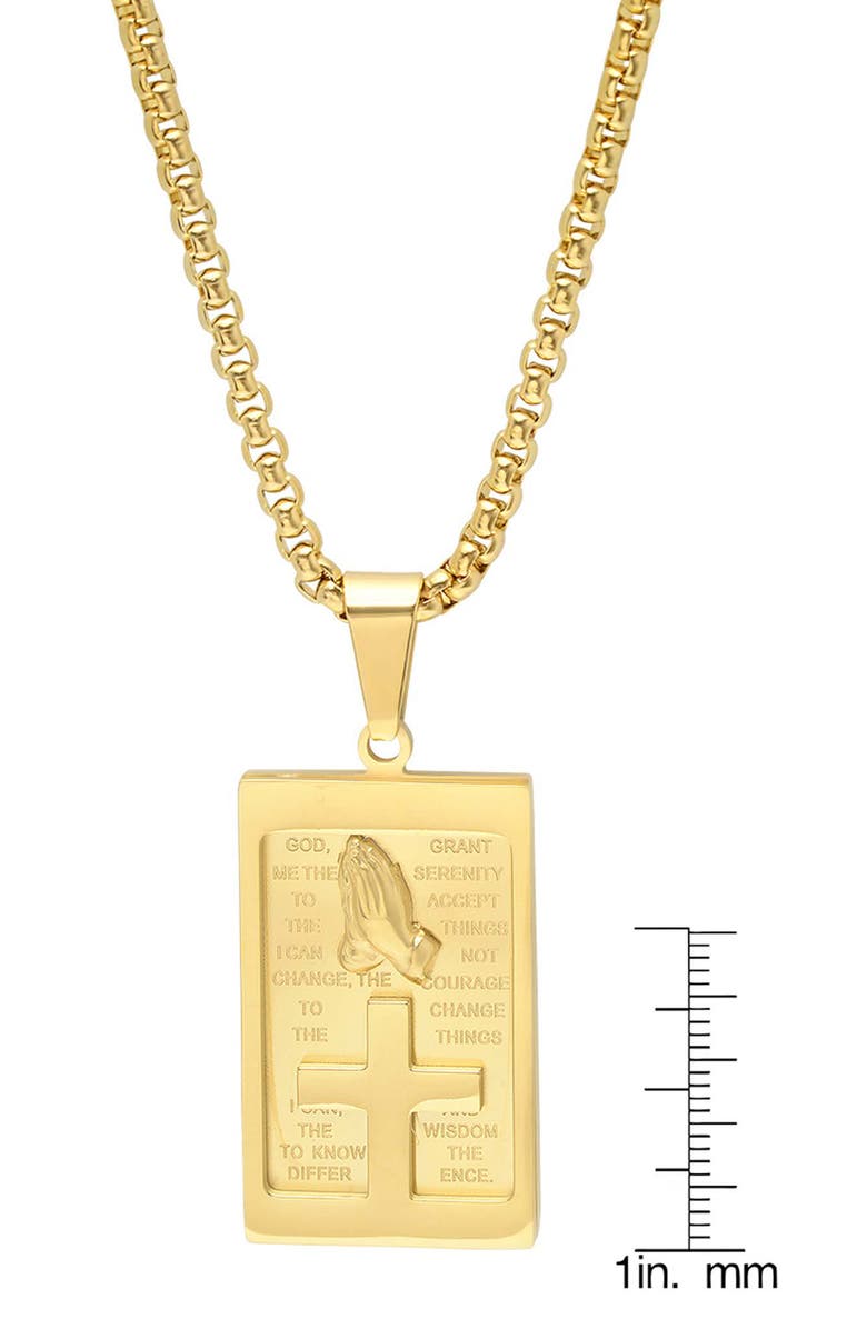 STEELTIME Men's Pray Tag Necklace, Alternate, color, Gold