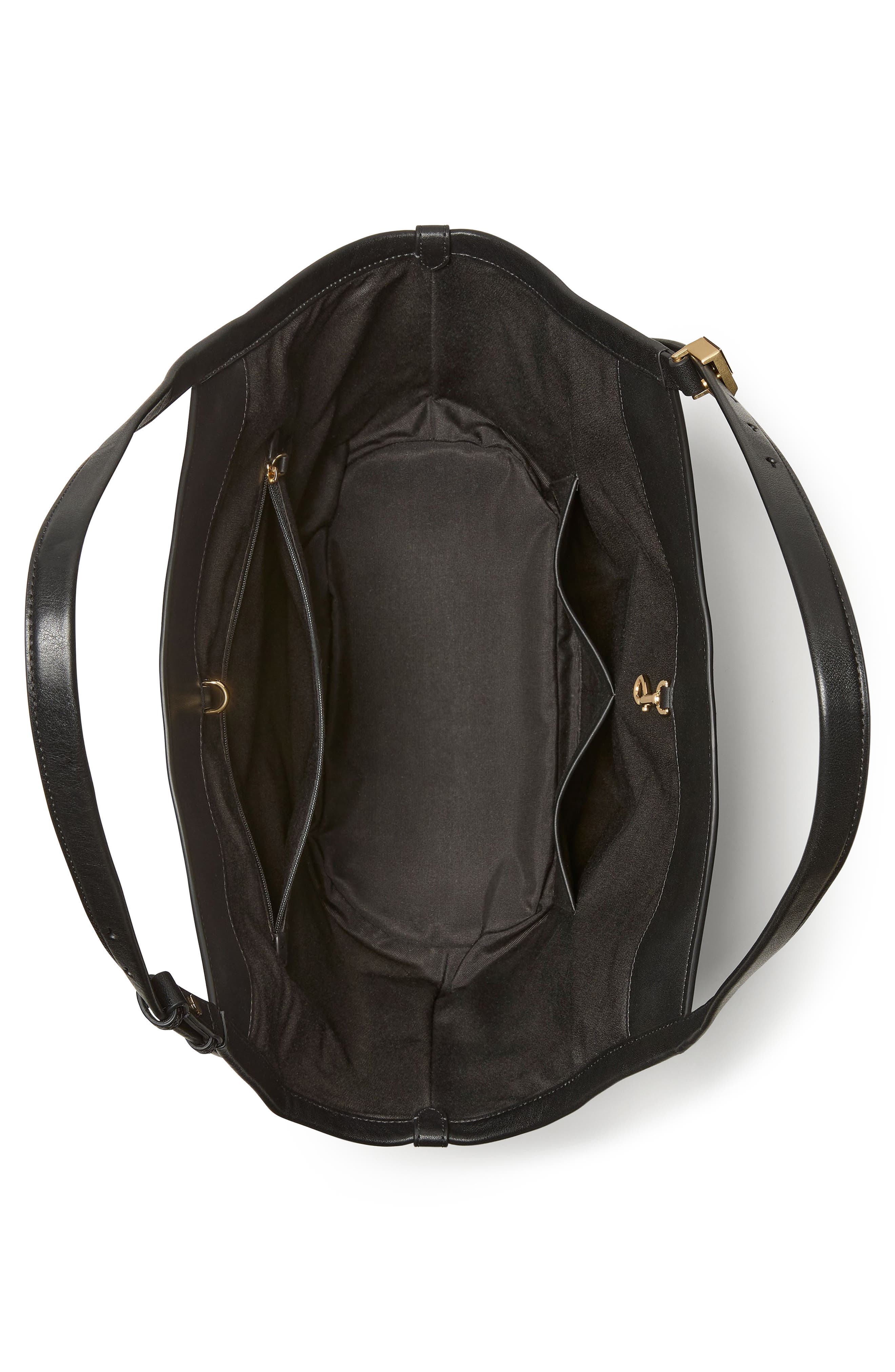 Kate Spade New York Deco Fine Grain Leather Tulip Tote, Alternate, color, Black