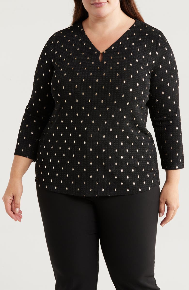 Jones New York Metallic Dot Waffle Knit Top, Main, color,