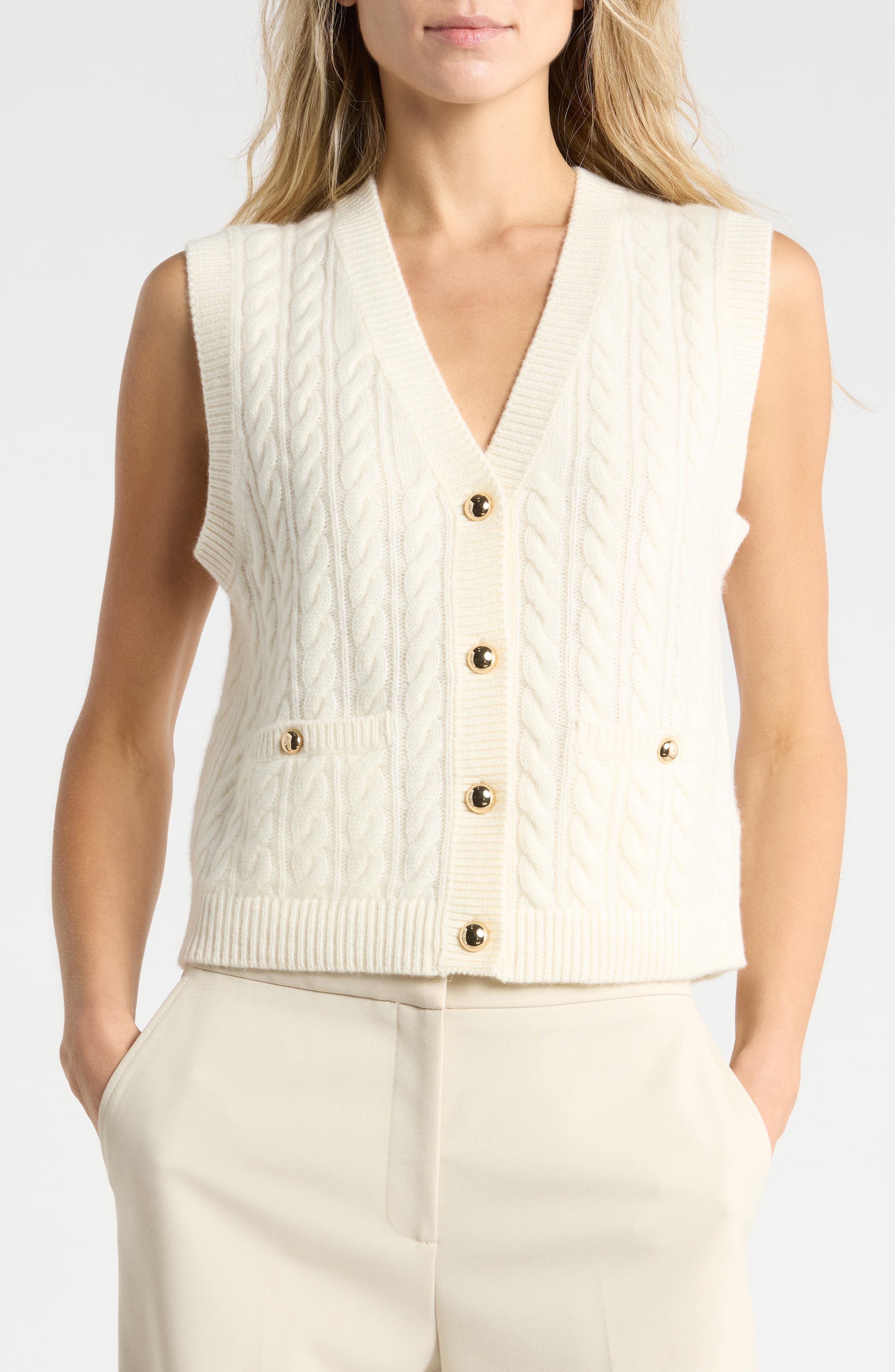 Perrie Cable Knit Cashmere Vest