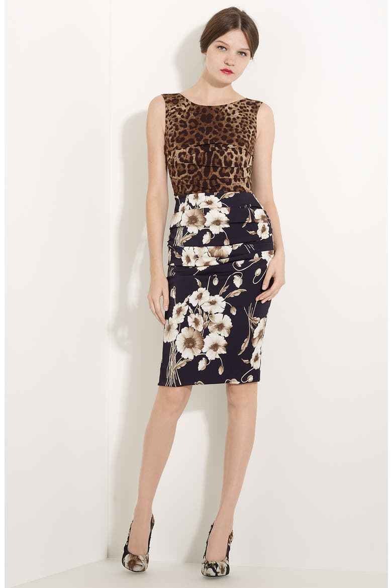 Leopard & Floral Print Dress, Main, color, NATURAL LEOPARD/ FLORAL