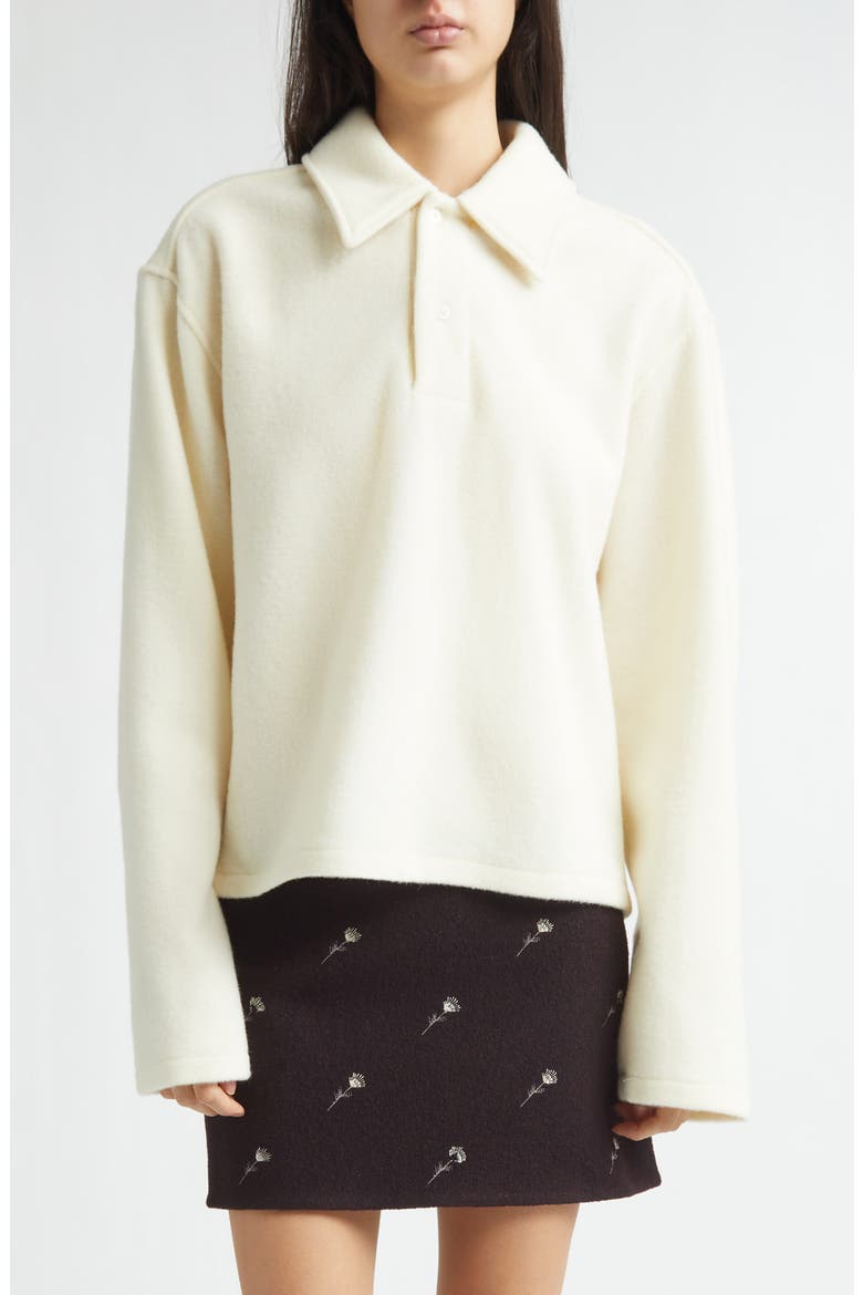 Wool Fleece Polo, Main, color, OFF WHITE FLEECE