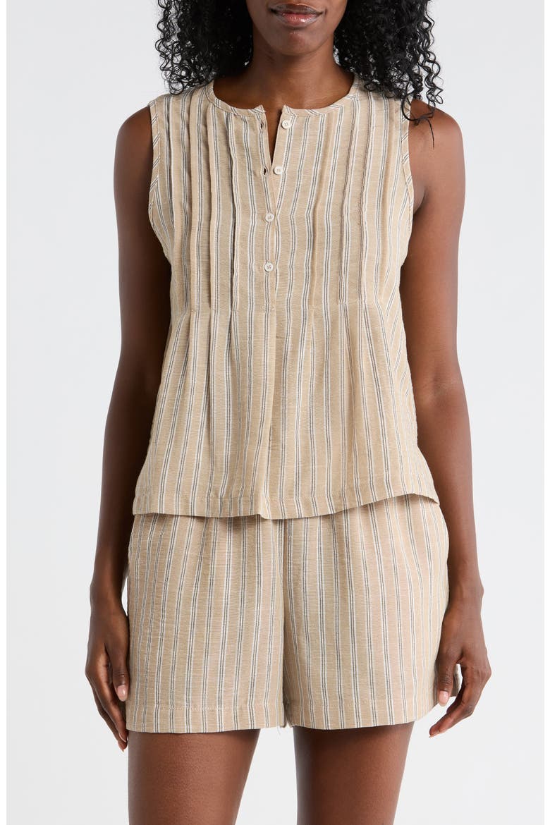 Stripe Pintucked Sleeveless Top, Main, color, NEUTRAL STRIPE