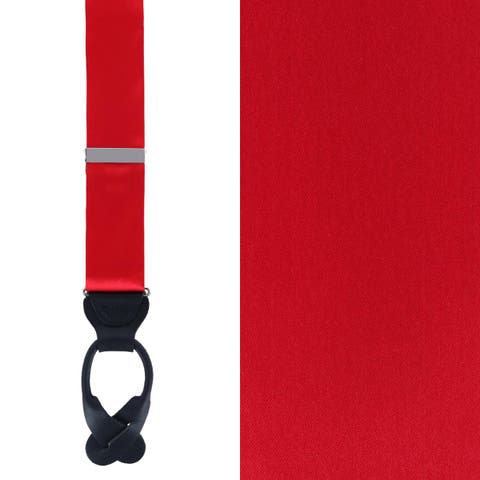 Dutton Solid Color Silk Button End Suspenders (Braces)