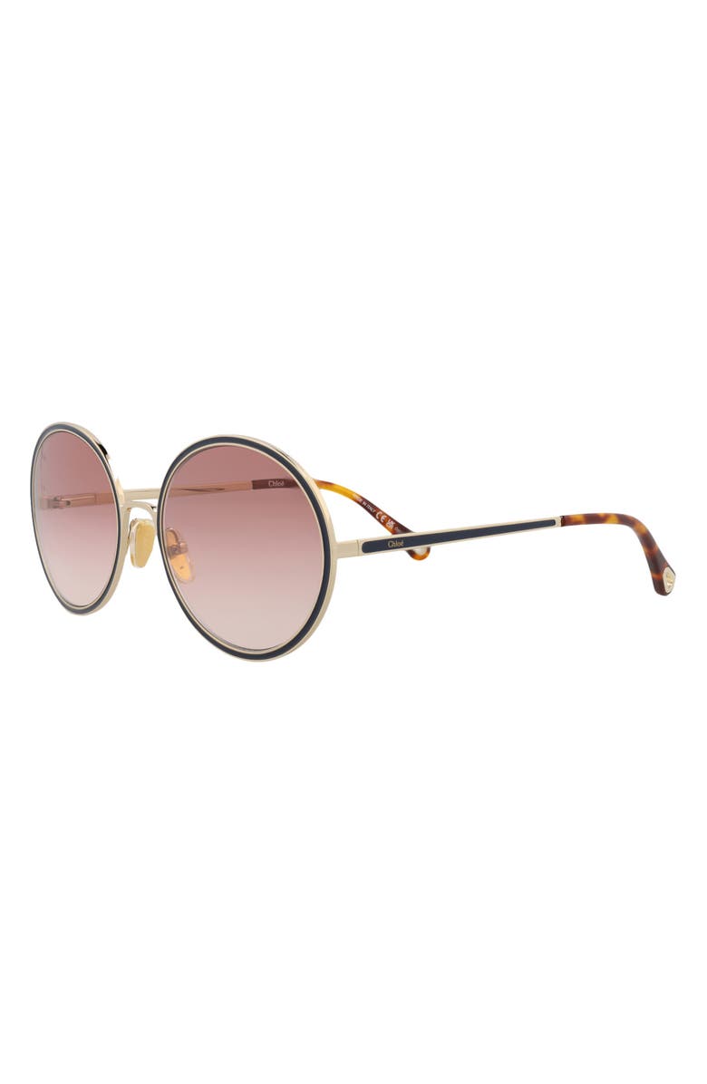 Chloé 60mm Round Sunglasses, Alternate, color, Gold Gold Black