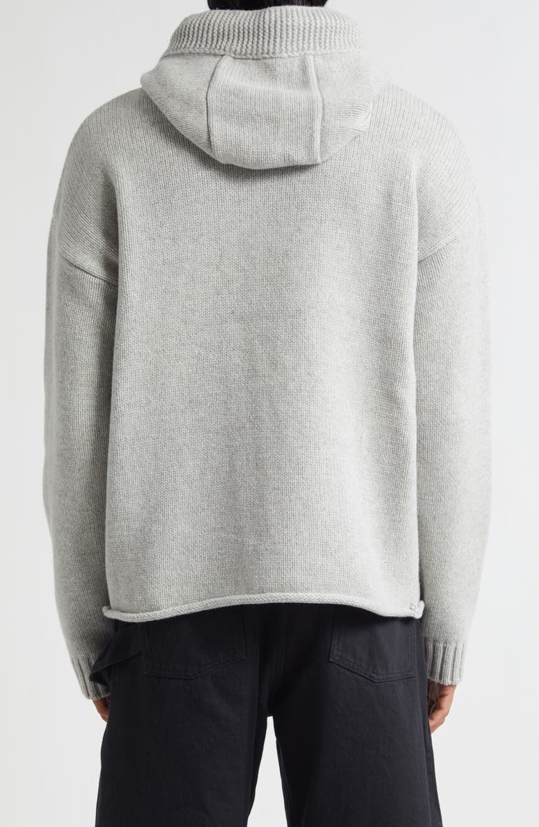 JW Anderson Anchor Embroidered Zip Hoodie Sweater, Alternate, color, Light Grey Melange