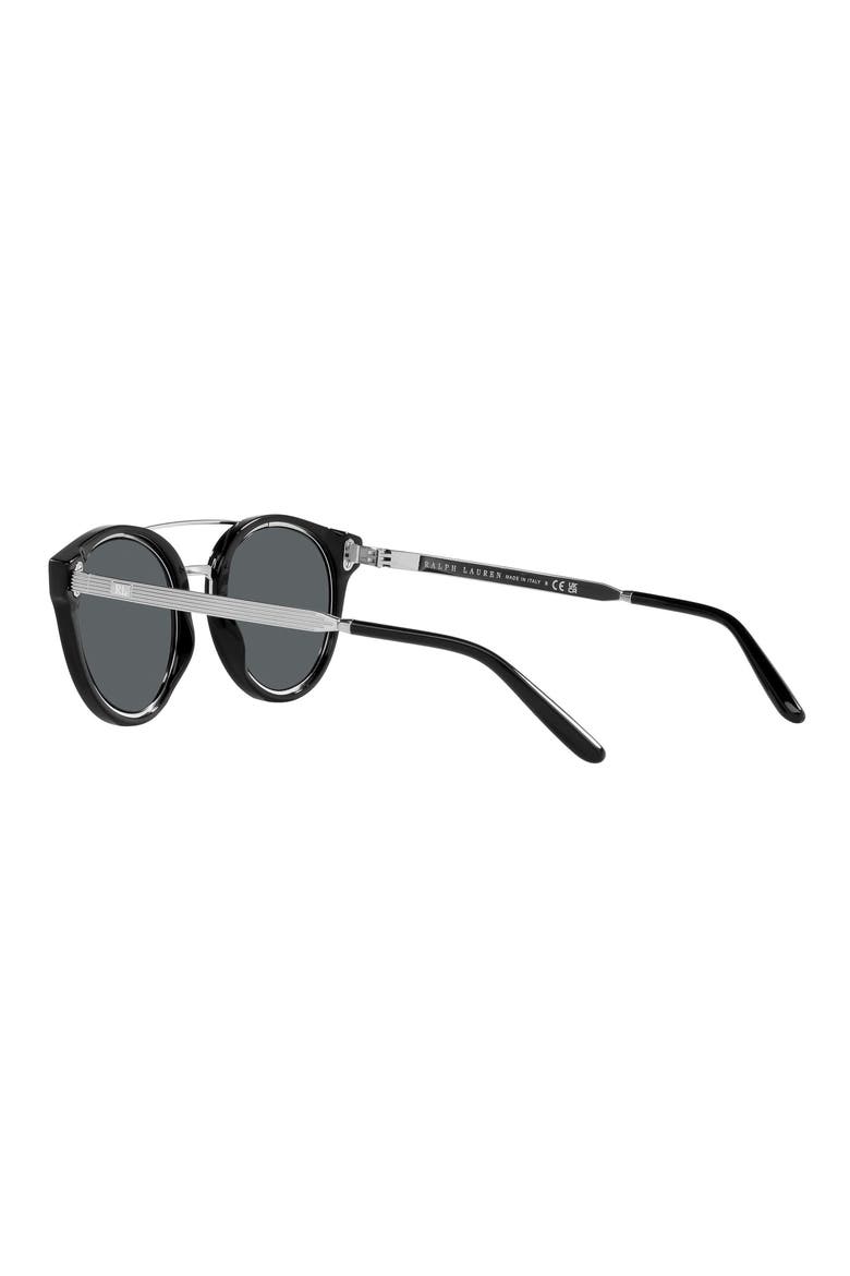 49mm Round Sunglasses, Alternate, color, BLACK