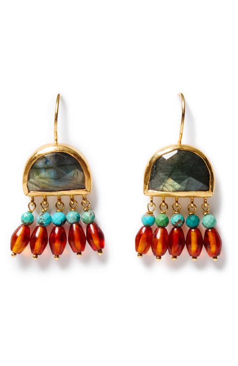 Beaded Fringe Drop Earrings