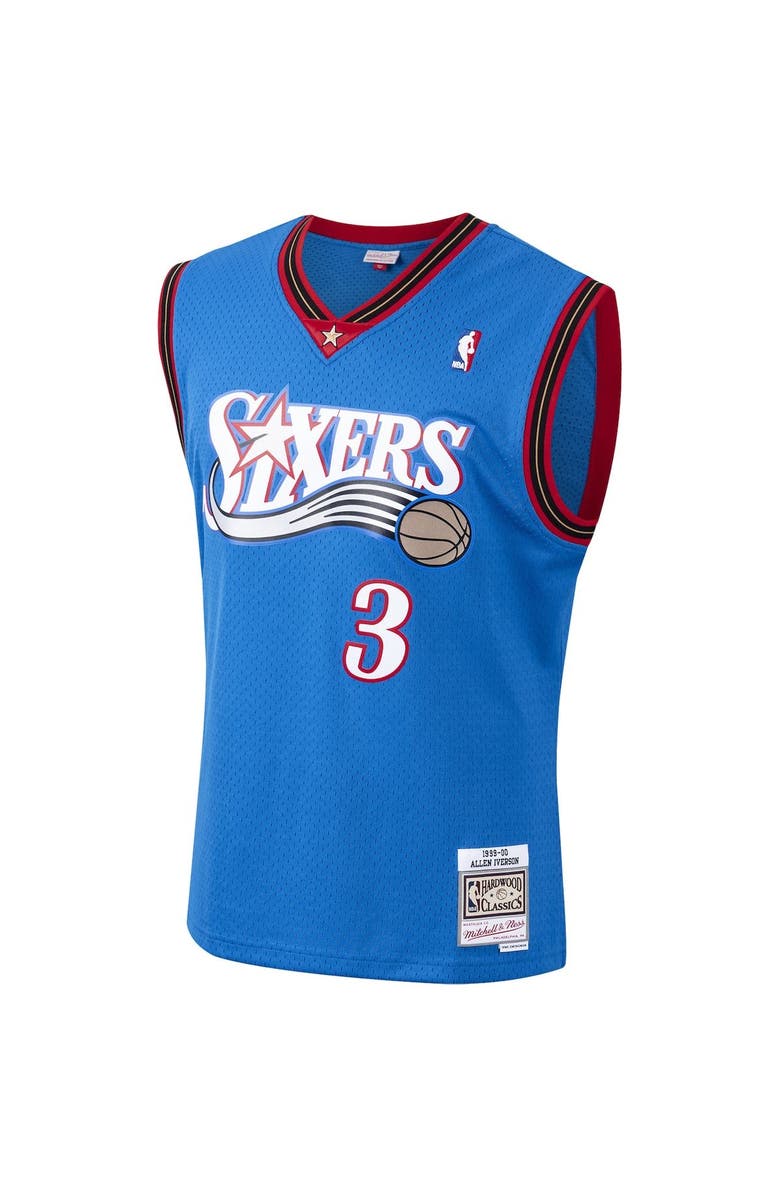 Mitchell & Ness Men's Mitchell & Ness Allen Iverson Royal Philadelphia 76ers 1999/2000 Hardwood Classics Swingman Jersey, Alternate, color, Royal