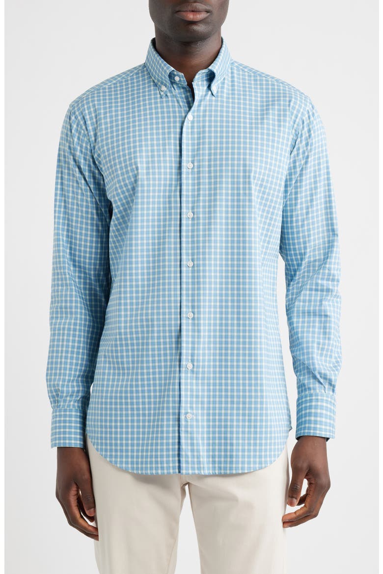 Felix Crown Lite Gingham Check Performance Twill Button-Down Shirt, Main, color, BLUEBIRD