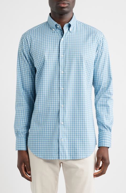Felix Crown Lite Gingham Check Performance Twill Button-Down Shirt
