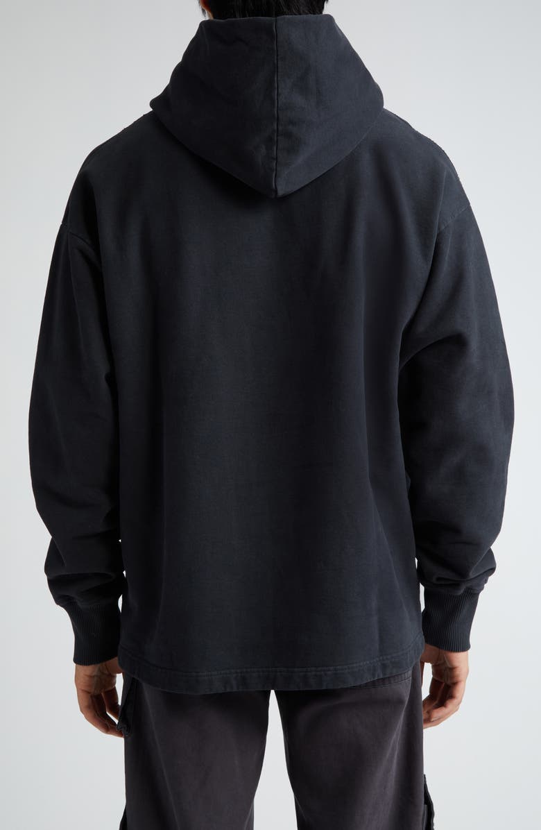 Acne Studios Small Logo Embroidered Organic Cotton Hoodie, Alternate, color, Black