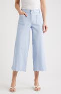 Wit & Wisdom Scallop Patch Pocket High Waist Crop Wide Leg Twill Pants