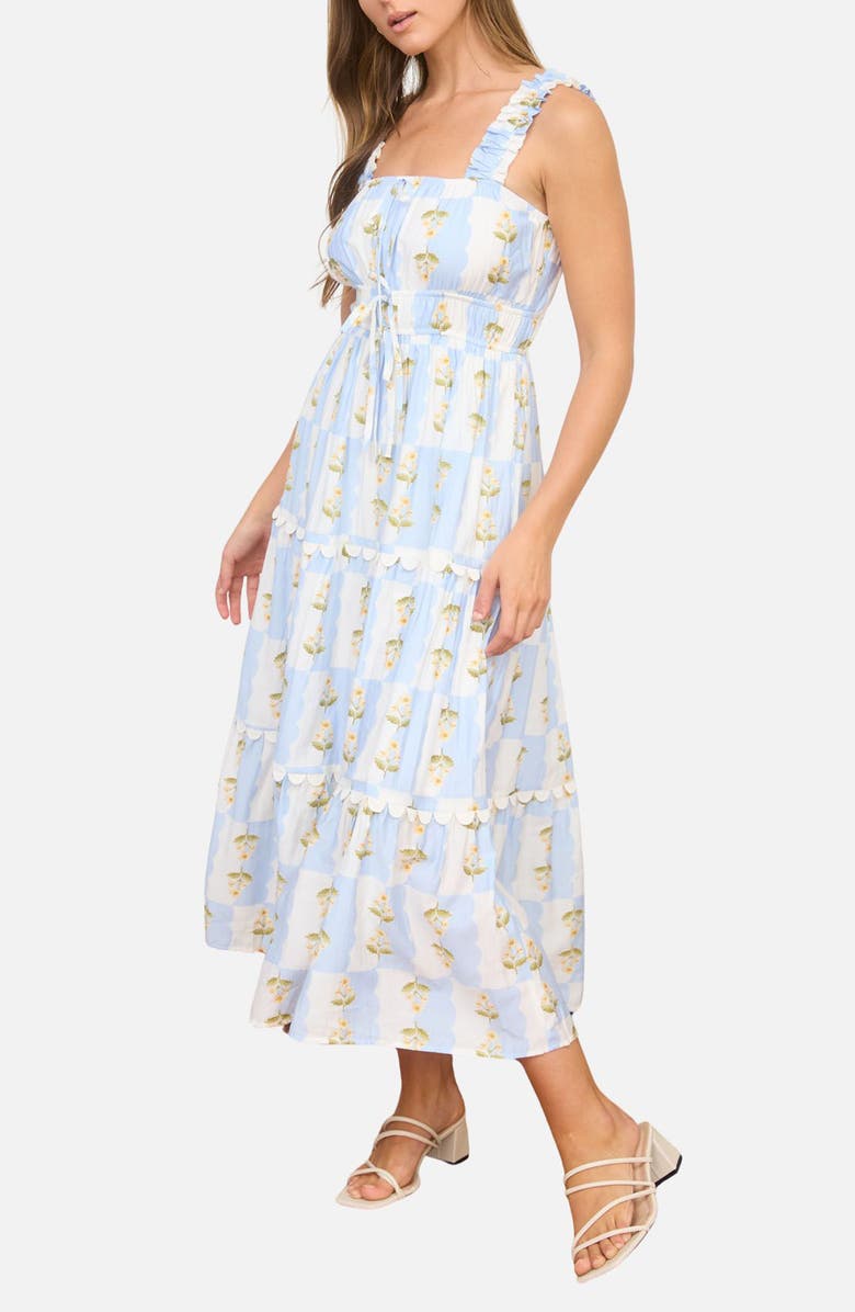 AUGUST SKY Tiered Midi Dress, Alternate, color, Blue Multi