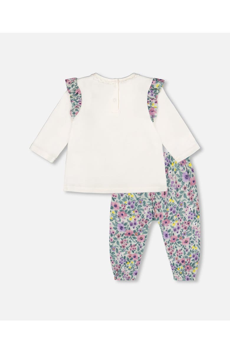 Deux par Deux Organic Cotton Top and Muslin Pants Set, Main, color, Off-White