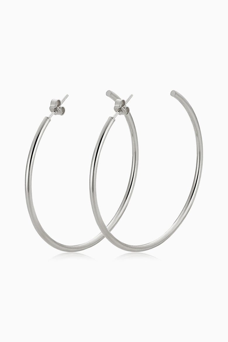 14K Gold Sicily Large Hoops, Alternate, color, White Gold