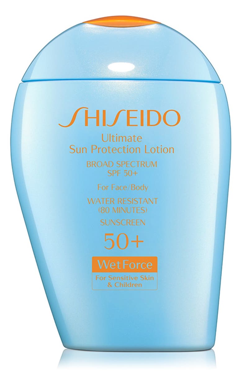 Shiseido Ultimate Sun Protection Lotion for Sensitive Skin & Children Broad Spectrum SPF 50+, Main, color, 