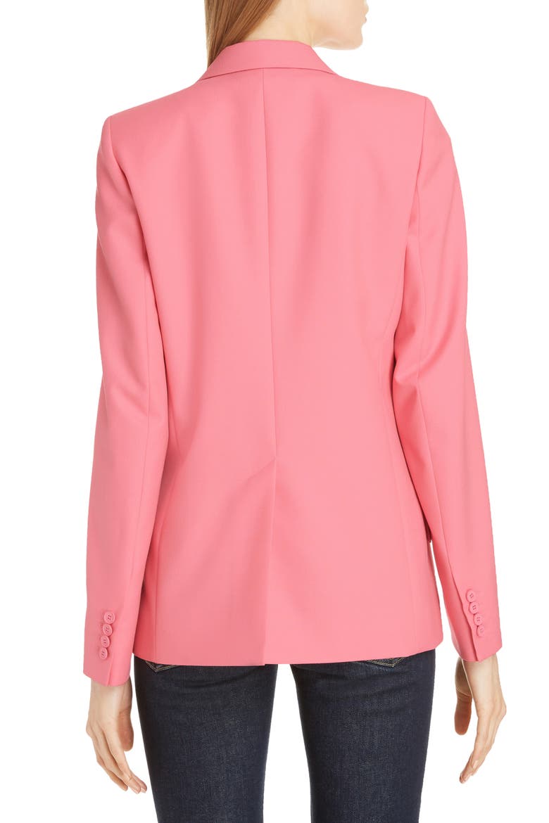 Double Breasted Lightweight Wool Jacket, Alternate, color, FLAMINGO