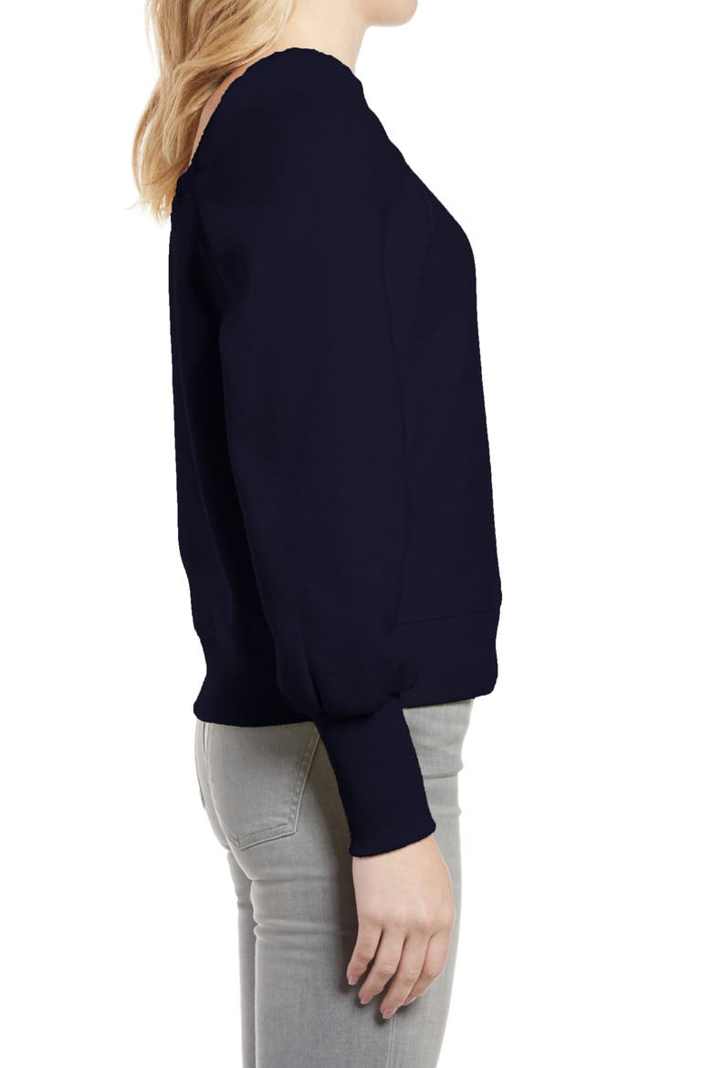 Ariel Square Neck Puff Sleeve Sweatshirt, Alternate, color, BLACK